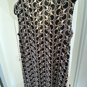 Banana Republic Black and Cream Patterned Midi Dress